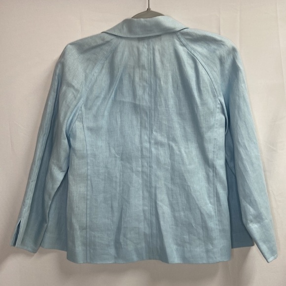 Talbots Pure Irish Linen Open Front Blazer Jacket Baby Blue Sz Petite Small NWT - Picture 3 of 5